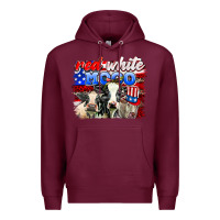 Burgundy red white moo Premium Hoodie - AdoDesignShop