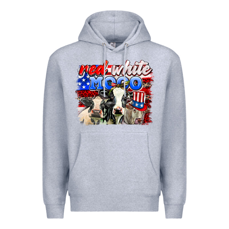 Red White Moo Premium Hoodie by AdoDesignShop | Teevron