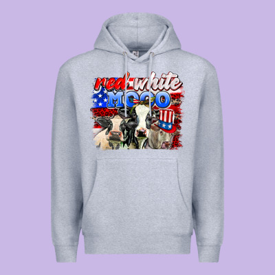 Red White Moo Premium Hoodie Designed By Adodesignshop