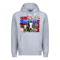 Heather Grey red white moo Premium Hoodie - AdoDesignShop