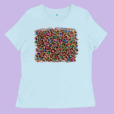 Leopard With Multiple Color Glitters Ladies Tee Designed By Artiststas