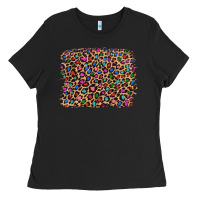 Black leopard with multiple color glitters Ladies Tee - Artiststas