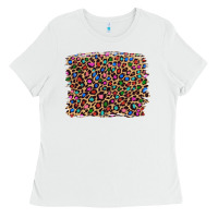 White leopard with multiple color glitters Ladies Tee - Artiststas