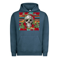 Pigment Midnight Navy skull cactus Urban Hoodie - JahusDesignShop