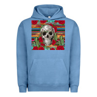Pigment Pebble Blue skull cactus Urban Hoodie - JahusDesignShop
