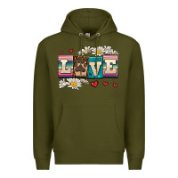 Army Green love dog Premium Hoodie - AdoDesignShop