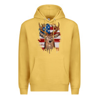 Antique Gold deer american flag Premium Hoodie - JahusDesignShop