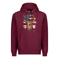 Burgundy deer american flag Premium Hoodie - JahusDesignShop