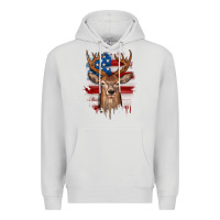 Dove Grey deer american flag Premium Hoodie - JahusDesignShop