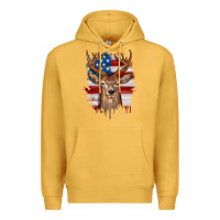 Mustard deer american flag Premium Hoodie - JahusDesignShop
