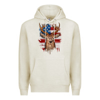Oatmeal Heather deer american flag Premium Hoodie - JahusDesignShop
