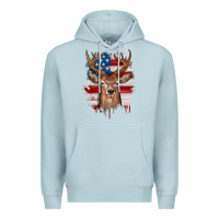 Blue Mist deer american flag Premium Hoodie - JahusDesignShop