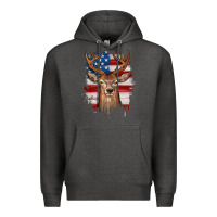 Charcoal Heather deer american flag Premium Hoodie - JahusDesignShop