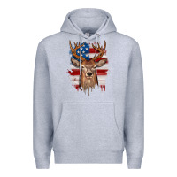 Heather Grey deer american flag Premium Hoodie - JahusDesignShop