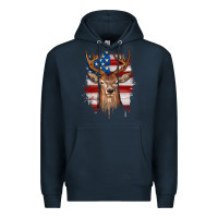 Navy deer american flag Premium Hoodie - JahusDesignShop