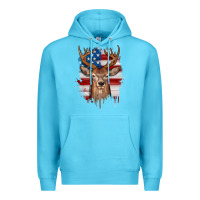 Ocean Blue deer american flag Premium Hoodie - JahusDesignShop