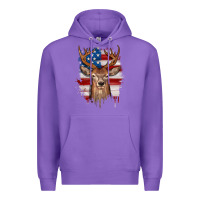 Purple deer american flag Premium Hoodie - JahusDesignShop