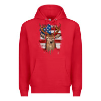 Red deer american flag Premium Hoodie - JahusDesignShop