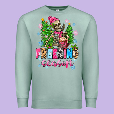 Freezing Season Skeleton Premium Sweatshirt Designed By Zillion Design Studio