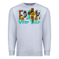 Heather Grey faith over fear Premium Sweatshirt - texasbilliewilder