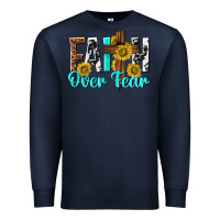 Navy faith over fear Premium Sweatshirt - texasbilliewilder
