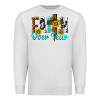 Oatmeal Heather faith over fear Premium Sweatshirt - texasbilliewilder