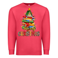 Cardinal book christmas tree merry christmas Premium Sweatshirt - Zillion Design Studio