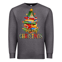 Charcoal Heather book christmas tree merry christmas Premium Sweatshirt - Zillion Design Studio