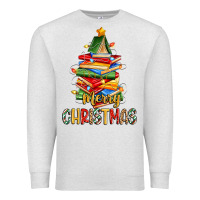 Oatmeal Heather book christmas tree merry christmas Premium Sweatshirt - Zillion Design Studio