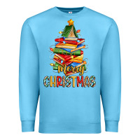 Ocean Blue book christmas tree merry christmas Premium Sweatshirt - Zillion Design Studio
