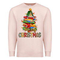 Pale Pink book christmas tree merry christmas Premium Sweatshirt - Zillion Design Studio
