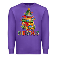 Purple book christmas tree merry christmas Premium Sweatshirt - Zillion Design Studio
