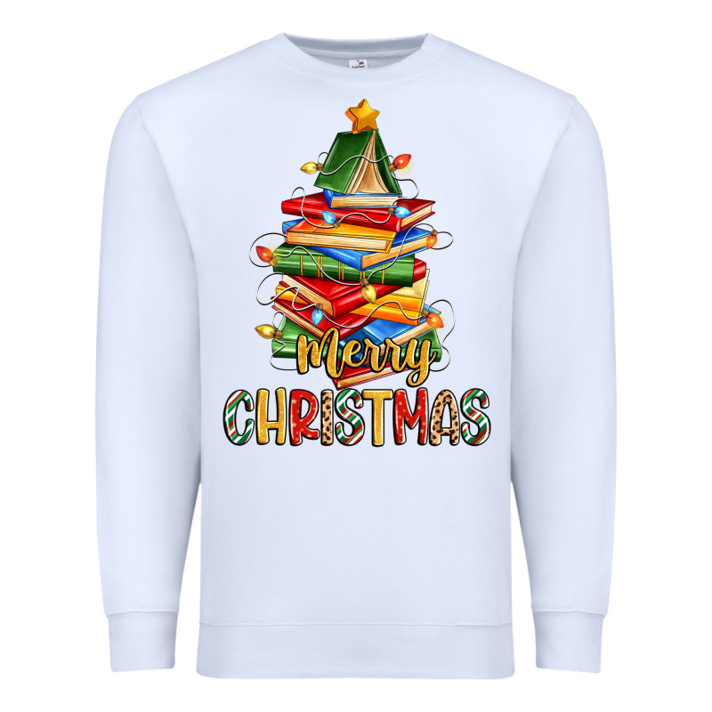 Book Christmas Tree Merry Christmas Premium Sweatshirt by Zillion Design Studio | Teevron
