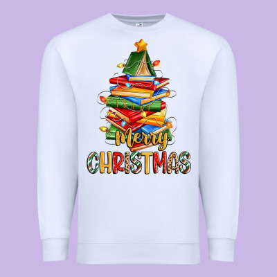Book Christmas Tree Merry Christmas Premium Sweatshirt Designed By Zillion Design Studio