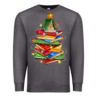 Charcoal Heather book christmas tree Premium Sweatshirt - Zillion Design Studio