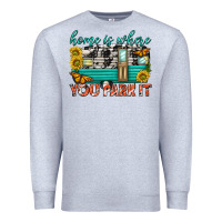 Heather Grey home is where  you park it Premium Sweatshirt - texasbilliewilder