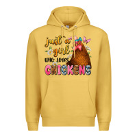 Antique Gold just a girl who loves chickens Premium Hoodie - JahusDesignShop