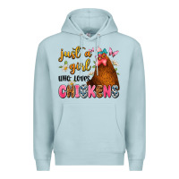 Blue Mist just a girl who loves chickens Premium Hoodie - JahusDesignShop