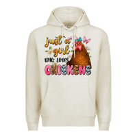 Oatmeal Heather just a girl who loves chickens Premium Hoodie - JahusDesignShop