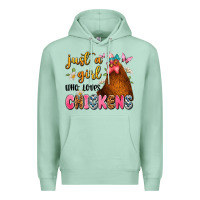 Seafoam just a girl who loves chickens Premium Hoodie - JahusDesignShop