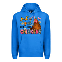True Royal just a girl who loves chickens Premium Hoodie - JahusDesignShop