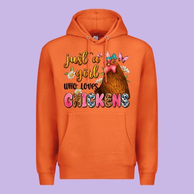 Just A Girl Who Loves Chickens Premium Hoodie Designed By Jahusdesignshop