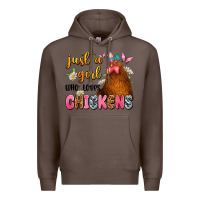 Coffee just a girl who loves chickens Premium Hoodie - JahusDesignShop