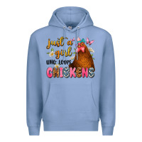 Colony Blue just a girl who loves chickens Premium Hoodie - JahusDesignShop