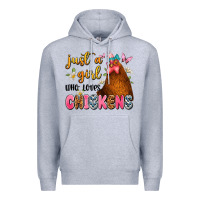 Heather Grey just a girl who loves chickens Premium Hoodie - JahusDesignShop