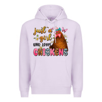 Lilac just a girl who loves chickens Premium Hoodie - JahusDesignShop