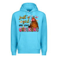 Ocean Blue just a girl who loves chickens Premium Hoodie - JahusDesignShop