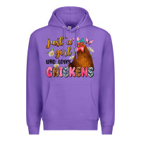 Purple just a girl who loves chickens Premium Hoodie - JahusDesignShop