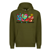 Army Green peace love  summer Premium Hoodie - AdoDesignShop