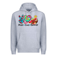 Heather Grey peace love  summer Premium Hoodie - AdoDesignShop